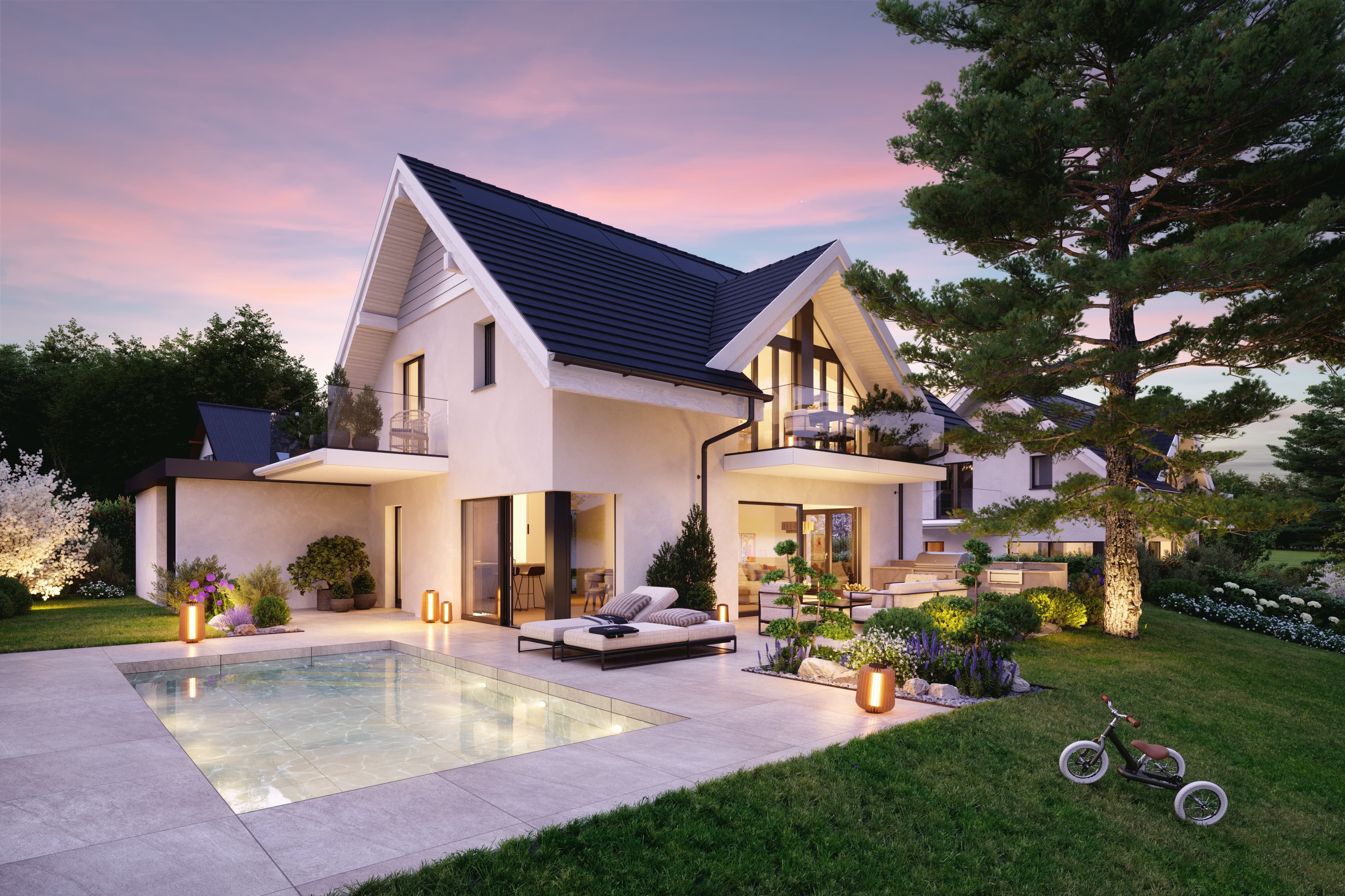 Combe 2 Prangins - vue extérieure avec jardin et terrasse